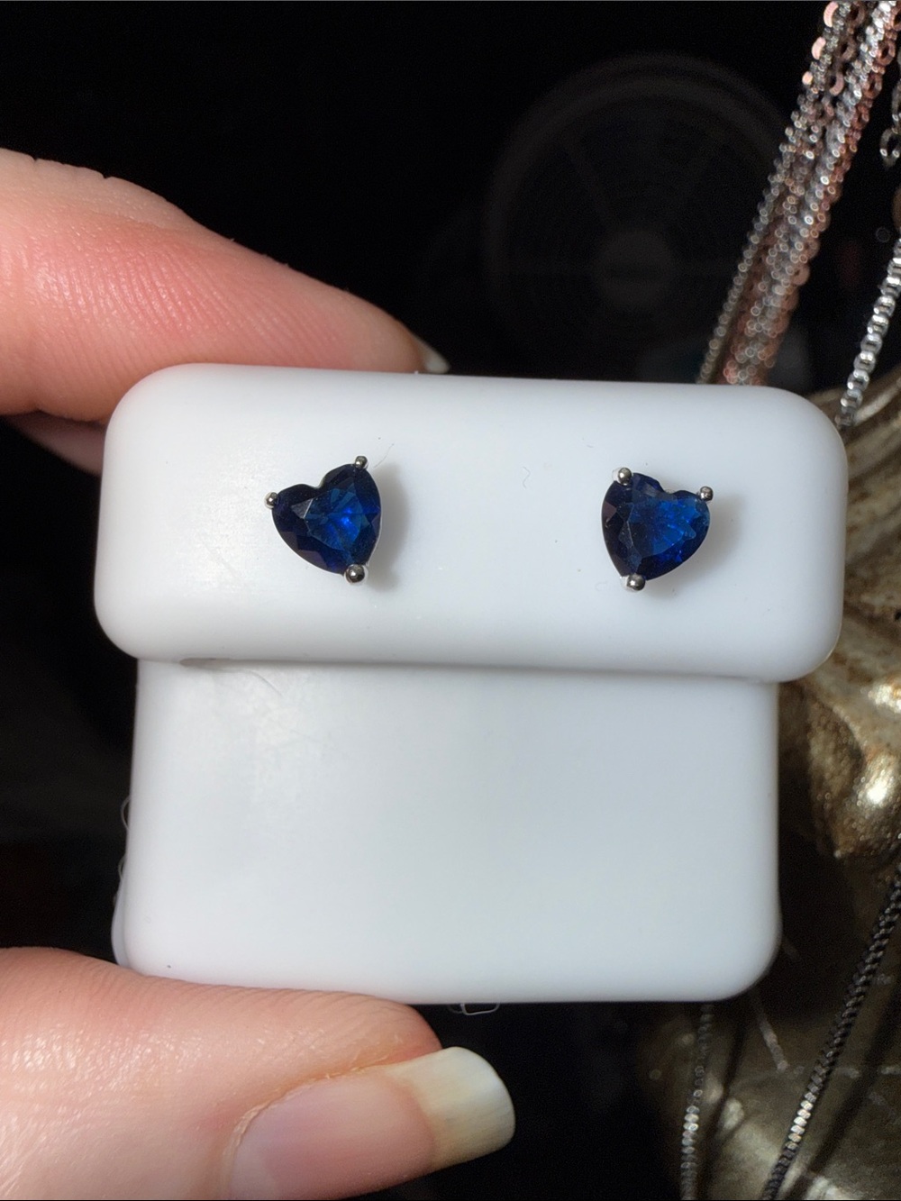 Heart Sapphire Blue Stud Earrings - Women Jewelry 925 Sterling Silver